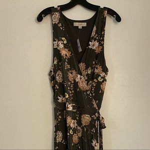 LOFT floral midi wrap dress